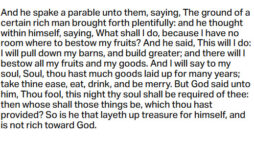 Aug. 28, 2025: ‘This is how it will be with whoever stores up things for themselves but is not rich toward God’