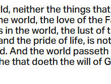 Oct. 16: ‘Do not love the world or anything in the world’