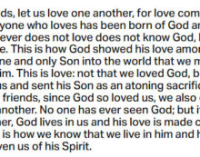 Oct. 6: ‘If we love one another, God lives in us’
