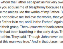 Oct. 2: ‘Why then do you accuse me of blasphemy because I said, “I am God’s Son”?’