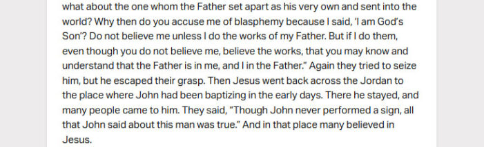 Oct. 2: ‘Why then do you accuse me of blasphemy because I said, “I am God’s Son”?’