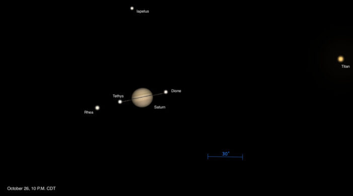The sky, Oct. 26-31: Elusive Saturn moon in view Oct. 26 The sky, Oct. 26-31: Elusive Saturn moon in view Oct. 26