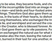 Nov. 17: ‘In the same way the men also abandoned natural relations with women …’