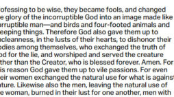 Nov. 17: ‘In the same way the men also abandoned natural relations with women …’