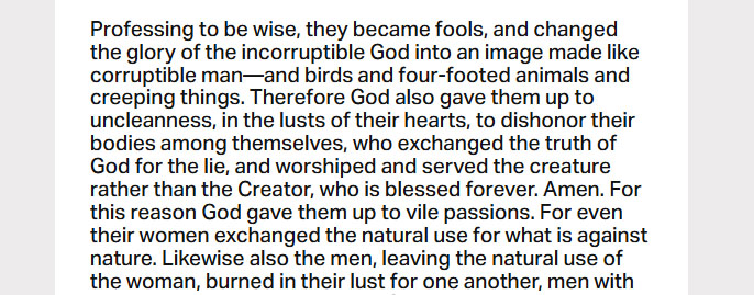 Nov. 17: ‘In the same way the men also abandoned natural relations with women …’