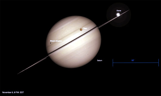 The sky, Nov. 2-7: Super Moon on Nov. 5, Titan transits Saturn on Nov. 6