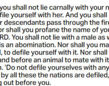 ‘Do not give any of your children to be sacrificed to Molek’