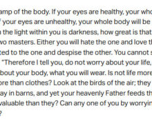 Dec. 18: ‘You cannot serve both God and money’