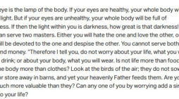 Dec. 18: ‘You cannot serve both God and money’