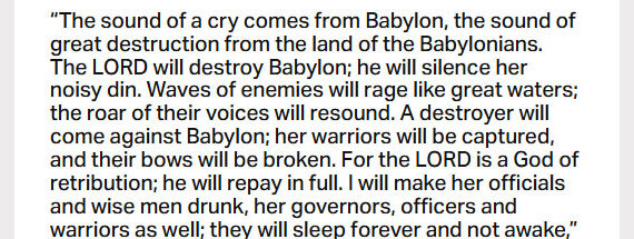 Jan. 26: ‘The Lord will destroy Babylon’