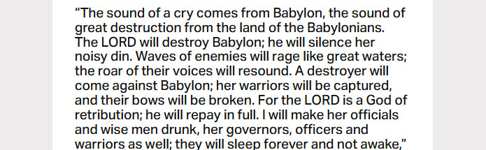 Jan. 26: ‘The Lord will destroy Babylon’