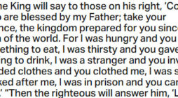 Jan. 29: ‘For I was hungry and you gave me something to eat …’