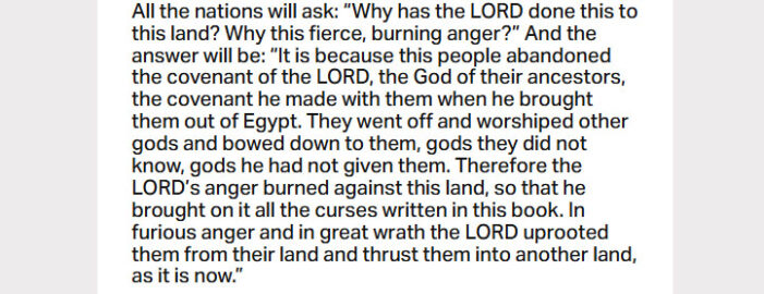 April 21: ‘It is because this people abandoned the covenant of the Lord, the God of their ancestors’