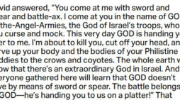April 27: David said to the Philistine, ‘I come against you in the name of the Lord Almighty’