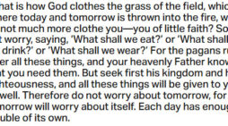 May 18: ‘Do not worry about tomorrow, for tomorrow will worry about itself’