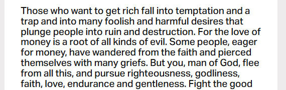 June 15: ‘For the love of money is a root of all kinds of evil’