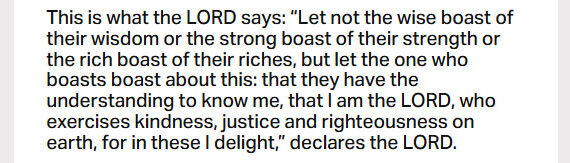 August 18: ‘I am the Lord, who exercises kindness, justice and righteousness on earth, For in these I delight’ August 18: ‘I am the Lord, who exercises kindness, justice and righteousness on earth, For in these I delight’