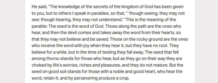 August 17: ‘They are choked by life’s worries, riches and pleasures, and they do not mature’
