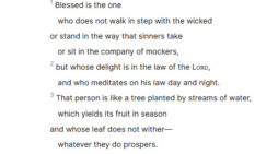 August 24: ‘Blessed is the one who does not walk in step with the wicked … but whose delight is in the law of the Lord