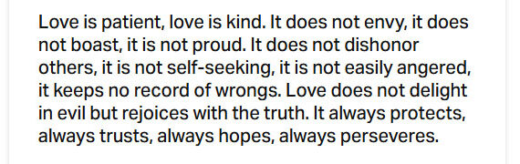 October 16: ‘Love … always protects, always trusts, always hopes, always perseveres’