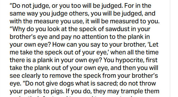October 19: ‘In the same way you judge others, you will be judged’
